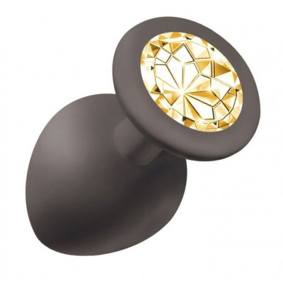 Чёрная анальная пробка Emotions Cutie Large с желтым кристаллом - 10 см. Чёрная анальная пробка Emotions Cutie Large с желтым кристаллом - 10 см.