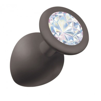 Чёрная анальная пробка Emotions Cutie Large с прозрачным кристаллом - 10 см. Чёрная анальная пробка Emotions Cutie Large с прозрачным кристаллом - 10 см.