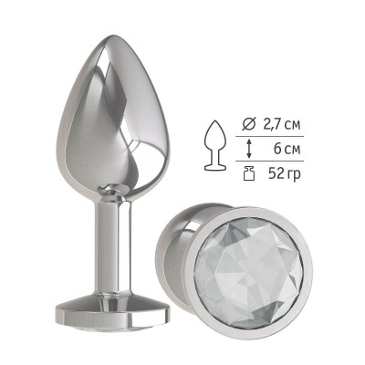Серебристая анальная втулка с прозрачным кристаллом - 7 см. Серебристая анальная втулка с прозрачным кристаллом - 7 см.