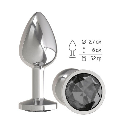 Серебристая анальная втулка с чёрным кристаллом - 7 см. Серебристая анальная втулка с чёрным кристаллом - 7 см.