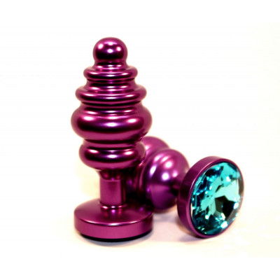 Фиолетовая рифленая пробка с голубым кристаллом - 7,3 см. Фиолетовая рифленая пробка с голубым кристаллом - 7,3 см.