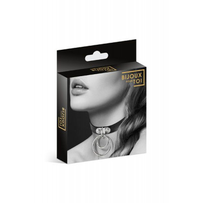 Черный чокер с двумя кольцами Черный чокер с двумя кольцами