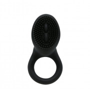 Чёрное эрекционное виброкольцо со стимулятором клитора Cobra
