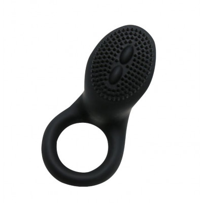 Чёрное эрекционное виброкольцо со стимулятором клитора Cobra Чёрное эрекционное виброкольцо со стимулятором клитора Cobra