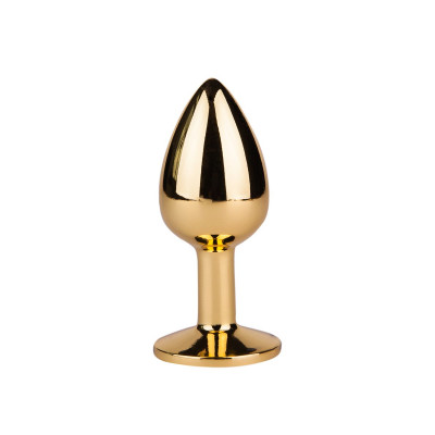 Золотистая анальная втулка с малиновым кристаллом - 7 см. Золотистая анальная втулка с малиновым кристаллом - 7 см.