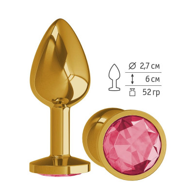 Золотистая анальная втулка с малиновым кристаллом - 7 см. Золотистая анальная втулка с малиновым кристаллом - 7 см.