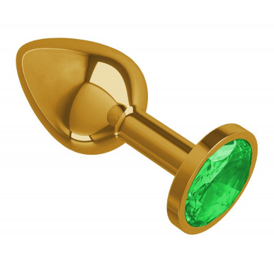 Золотистая анальная втулка с зеленым кристаллом - 7 см. Золотистая анальная втулка с зеленым кристаллом - 7 см.