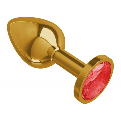 Золотистая анальная втулка с красным кристаллом - 7 см. Золотистая анальная втулка с красным кристаллом - 7 см.