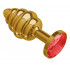 Золотистая пробка с рёбрышками и красным кристаллом - 7 см. Золотистая пробка с рёбрышками и красным кристаллом - 7 см.