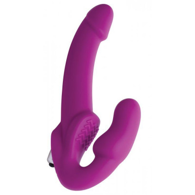 Ярко-розовый безремневой вибрострапон Evoke Vibrating Strapless Silicone Strap-on Dildo Ярко-розовый безремневой вибрострапон Evoke Vibrating Strapless Silicone Strap-on Dildo