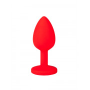 Красная анальная втулка с красным кристаллом - 7,3 см.