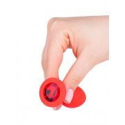 Красная анальная втулка с красным кристаллом - 7,3 см.