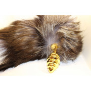 Золотистая анальная пробка с хвостом Королевская лиса