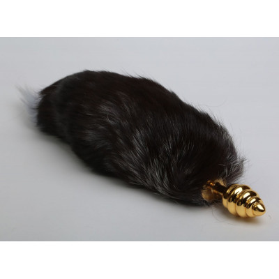 Золотистая анальная пробка с хвостом Королевская лиса Золотистая анальная пробка с хвостом Королевская лиса