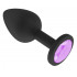 Чёрная анальная втулка с сиреневым кристаллом - 7,3 см. Чёрная анальная втулка с сиреневым кристаллом - 7,3 см.
