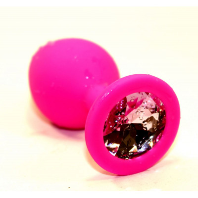 Розовая силиконовая коническая пробка с розовым стразом - 8,2 см. Розовая силиконовая коническая пробка с розовым стразом - 8,2 см.