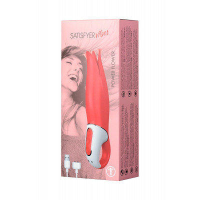 Красный вибратор Satisfyer Power Flower с лепестками - 18,8 см. Красный вибратор Satisfyer Power Flower с лепестками - 18,8 см.