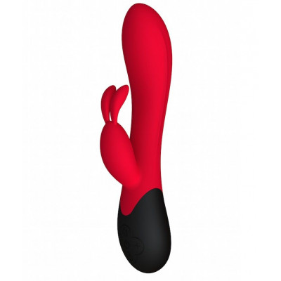 Красный вибратор Gemini с клиторальным стимулятором и нагревом - 20,8 см. Красный вибратор Gemini с клиторальным стимулятором и нагревом - 20,8 см.